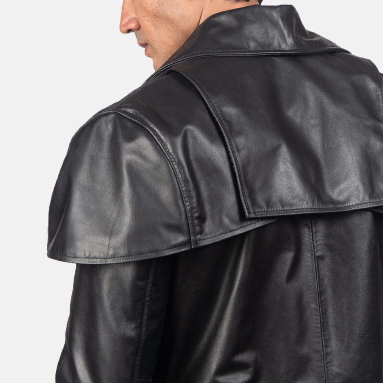 Mens Classic Black Leather Duster232-8-1557133230352